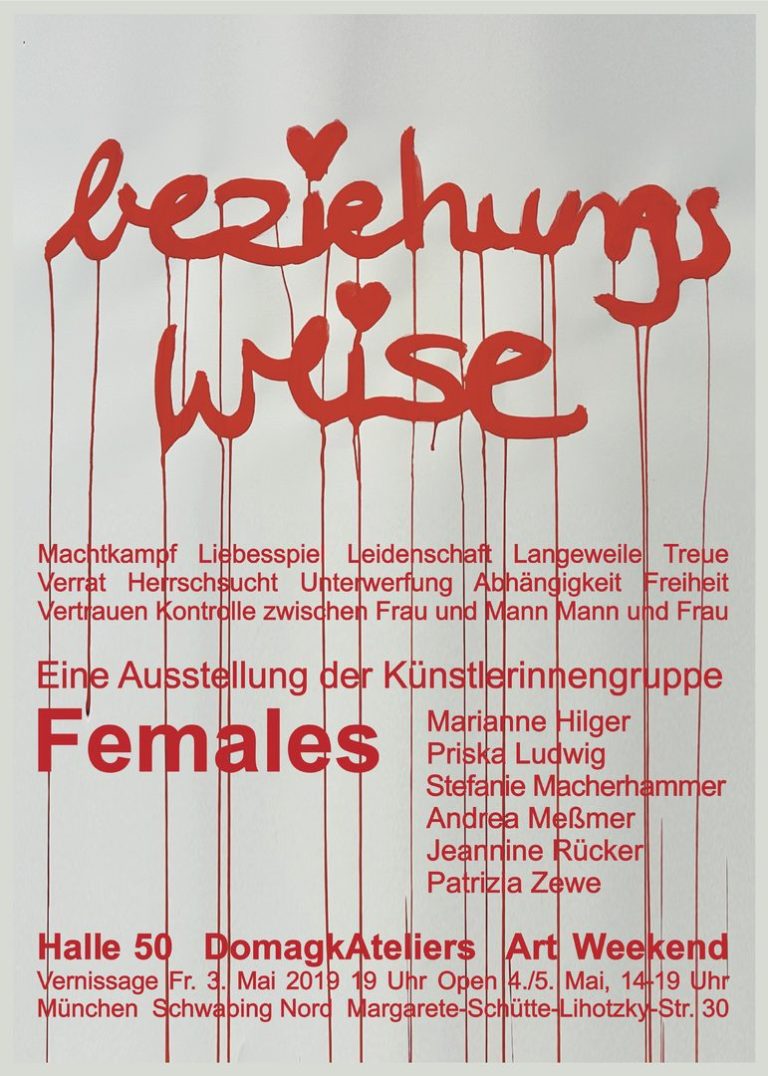 Jeannine Rücker, "beziehungsweise"  Artweekend der Künstlerinnengruppe females    Halle 50 DomagAteliers  03.05.2019 bis 05.05.2019