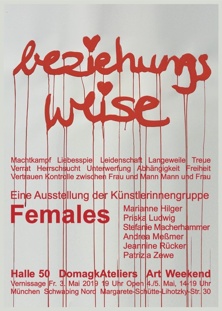 Jeannine Rücker, "beziehungsweise"  Artweekend der Künstlerinnengruppe females    Halle 50 DomagAteliers  03.05.2019 bis 05.05.2019