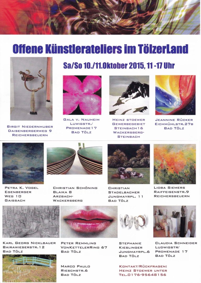 Jeannine Rücker, Offene Künstlerateliers im Tölzerland  Sa. 10. / So. 11.10.2015